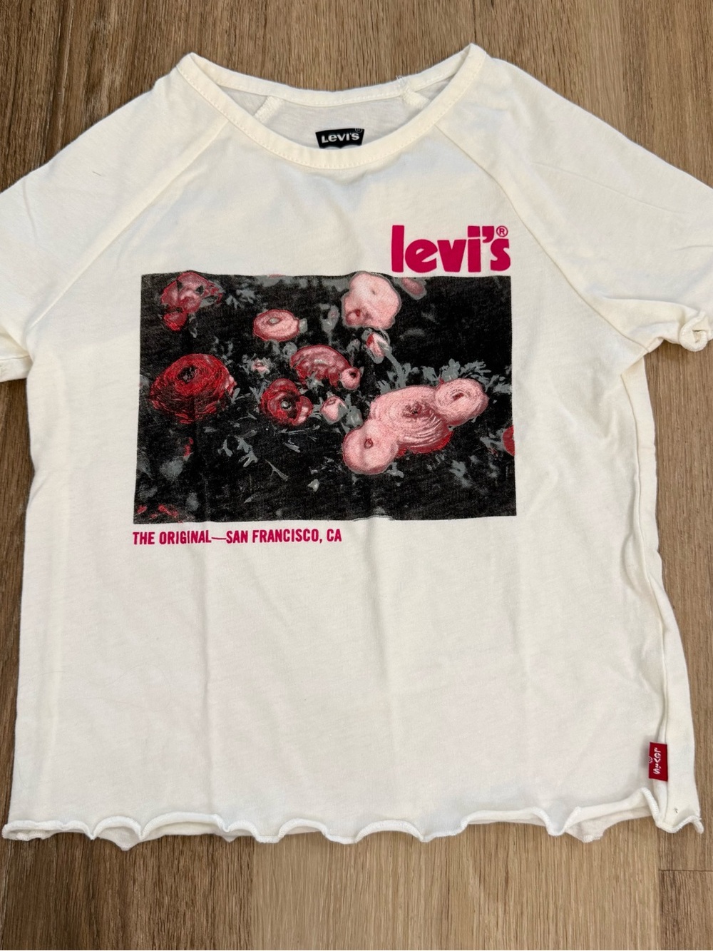 Levi's Cream Tee with Pink Floral Graphic